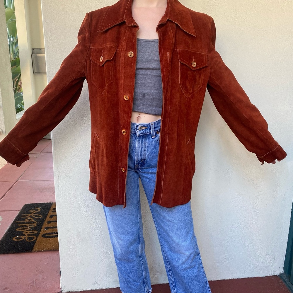 Vintage 70s Learsi Genuine Suede Burgundy Jacket